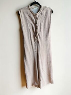 entro Coral and White Striped Sleeveless Wide Leg Jumpsuit Womens Size S NWOT